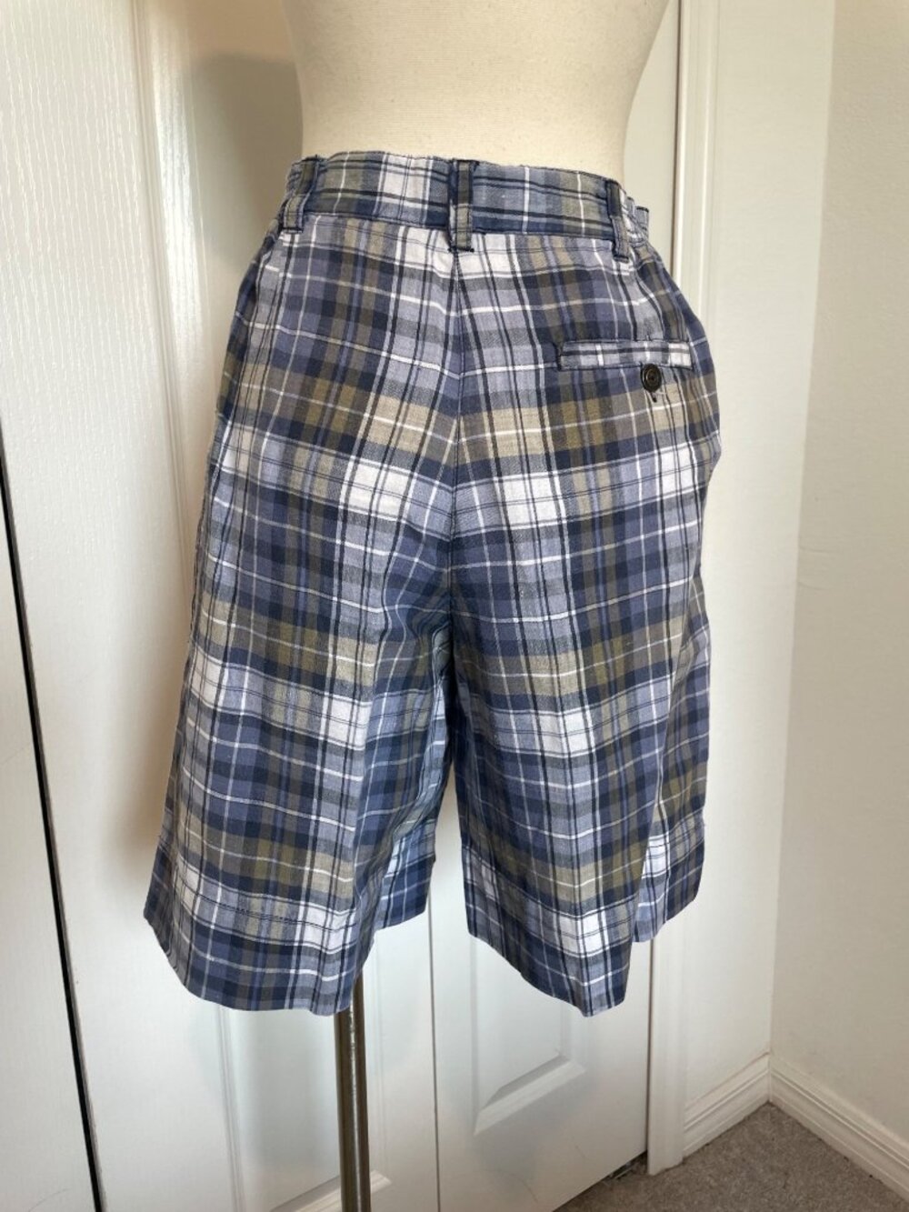 Vintage 90s Bugle Boy Blue Plaid Woman’s Jacket + Shorts 2-Piece Set Size S/6 - Picture 12 of 16